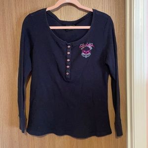 Harley Davidson black waffle top pink bling size xl